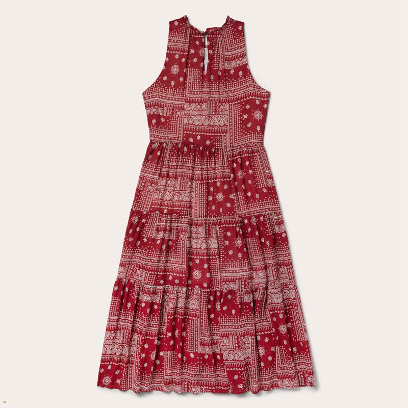 Red Stetson Bandana Patchwork Women's Dresses | UK 70BCDMHSE