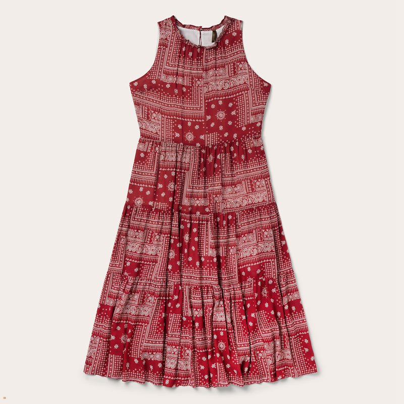 Red Stetson Bandana Patchwork Women\'s Dresses | UK 70BCDMHSE