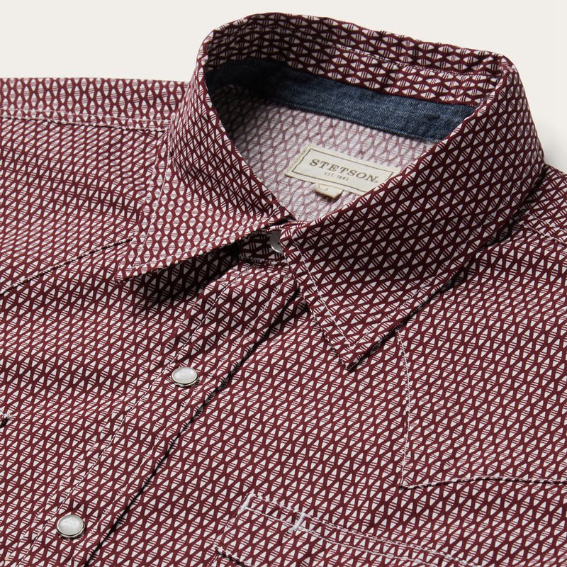 Red Stetson Broken Diamond Print Western Men's Shirts | UK 58GZVYUKD