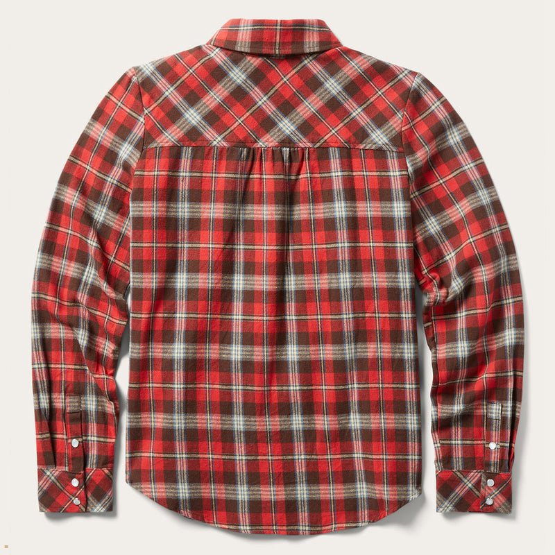 Red Stetson Classic Western Flannel Women's Shirts | UK 48JXDLAFZ