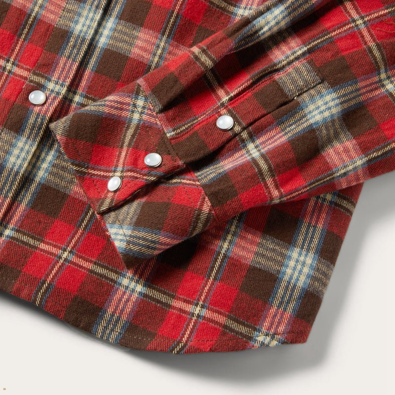 Red Stetson Classic Western Flannel Women's Shirts | UK 48JXDLAFZ