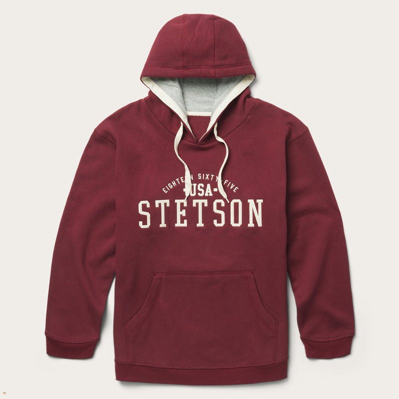 Red Stetson Hooded Men\'s Sweatshirt | UK 57YHSVNWR