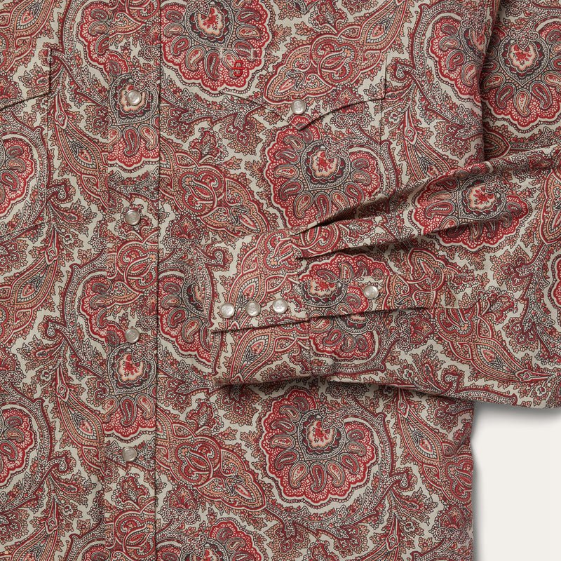 Red Stetson Paisley Western Men's Shirts | UK 76ONXPBYD