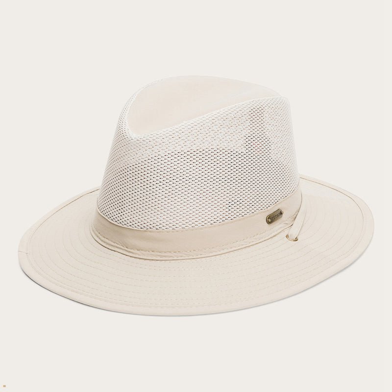 White Stetson Berghund 'No Fly Zone' Mesh Men's Outdoor Hats | UK 74YHRGEVU