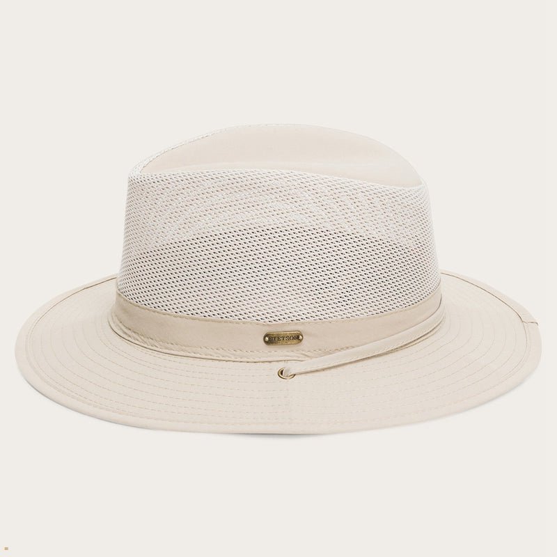 White Stetson Berghund 'No Fly Zone' Mesh Men's Outdoor Hats | UK 74YHRGEVU