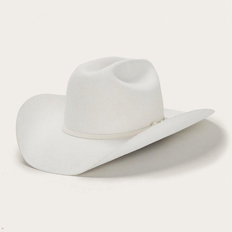 White Stetson Deadwood 4x Men's Cowboy Hats | UK 27SXQEGCZ