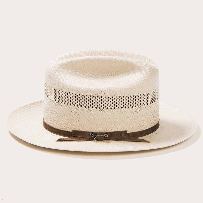 White Stetson Open Road 10x Straw Cowboy Women's Fedoras | UK 98NCAGZRJ