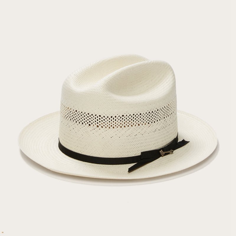 White Stetson Open Road 10x Straw Men's Cowboy Hats | UK 32XLPKADC