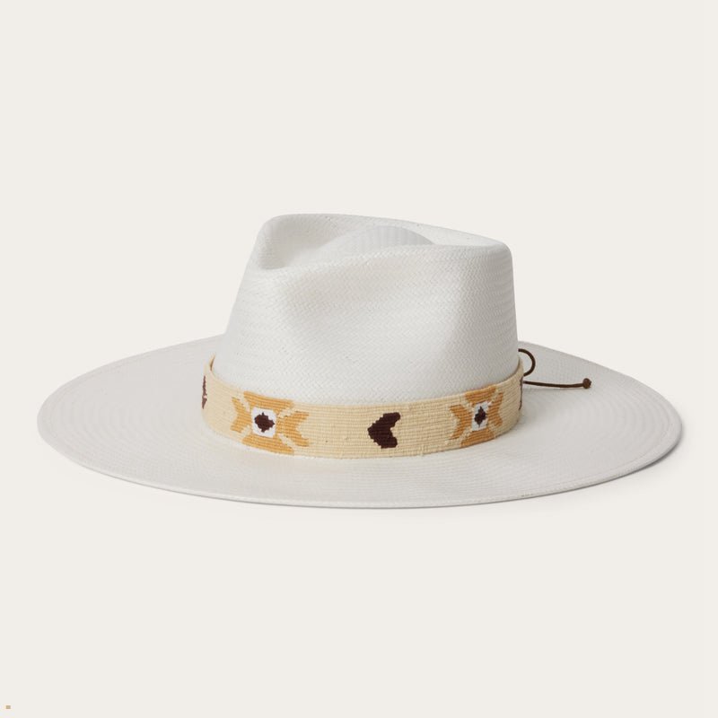 White Stetson Sol Straw Fedora Men's Outdoor Hats | UK 97TYNGHFX