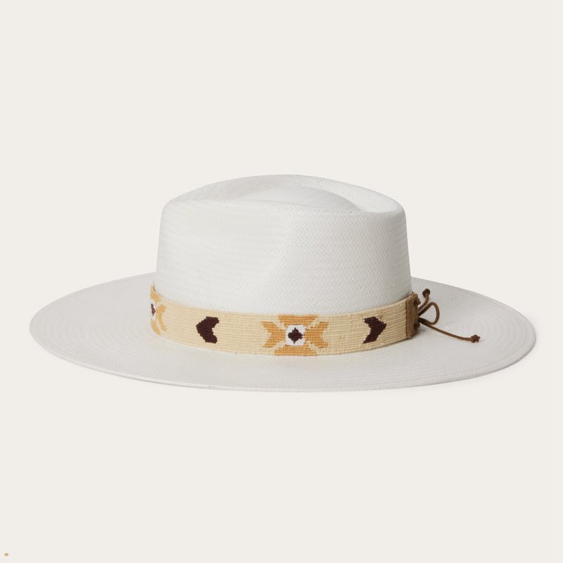 White Stetson Sol Straw Fedora Men's Outdoor Hats | UK 97TYNGHFX