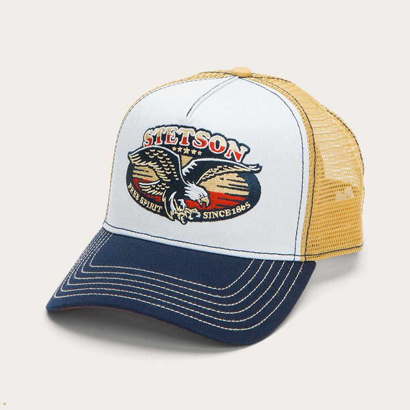 White Stetson Trucker Free Spirit Men's Caps | UK 31TSBPCGK