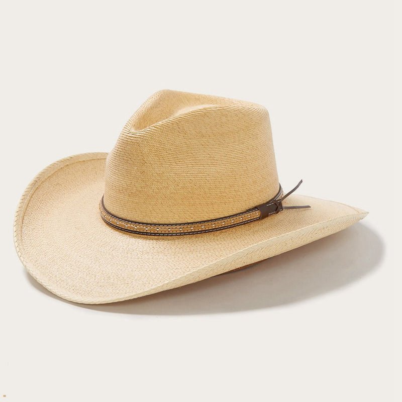 Yellow Stetson Sawmill Palm Leaf Men's Western Hats | UK 91HRDAUYT