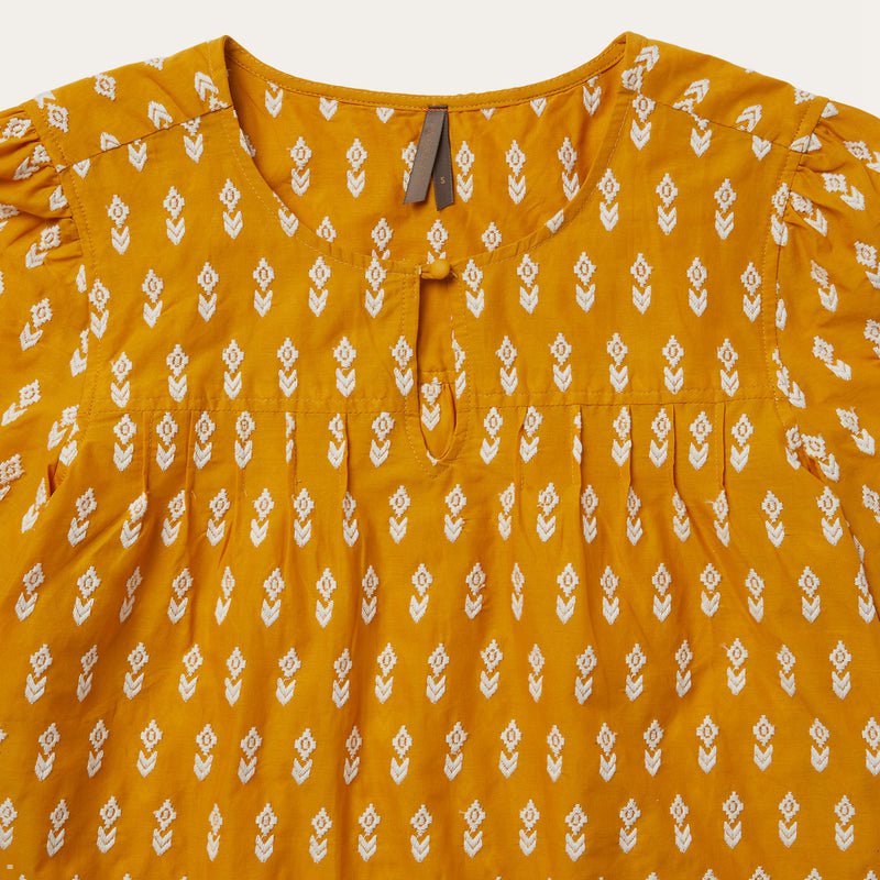 Yellow Stetson Short Sleeve Aztec Women's Blouse | UK 74OBIHYDN