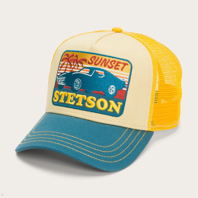 Yellow Stetson Sunset Trucker Men's Caps | UK 06WRYBATO