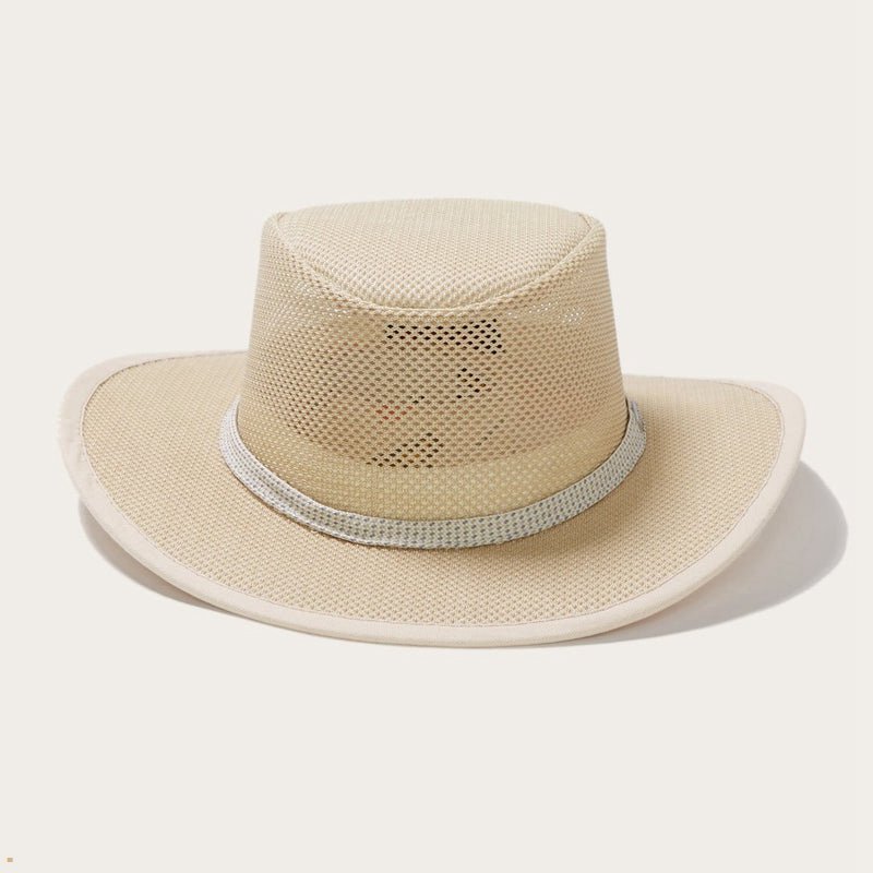 Beige Stetson Grand Canyon Mesh Safari Men's Outdoor Hats | UK 50GIMJYXH