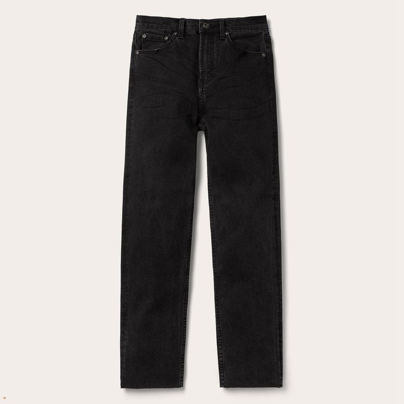 Black Stetson 915 High Rise Straight Fit Crop Women's Jeans | UK 29LIQUXZK