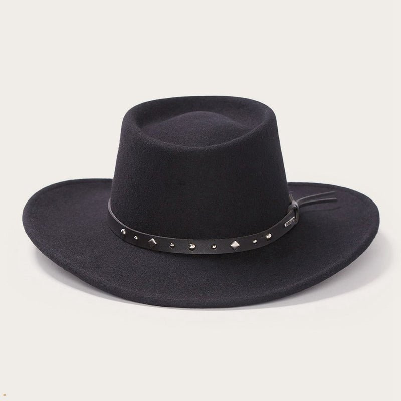 Black Stetson Hawk Men's Outdoor Hats | UK 17HRFPJZK