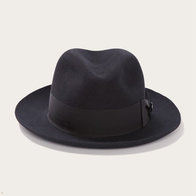 Black Stetson Temple Men's Fedoras | UK 46VPFSDLA