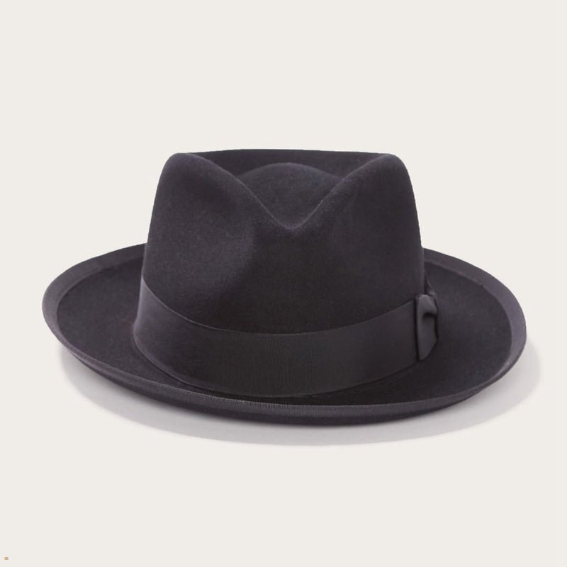 Black Stetson Whippet Men's Fedoras | UK 24WFJAPXM