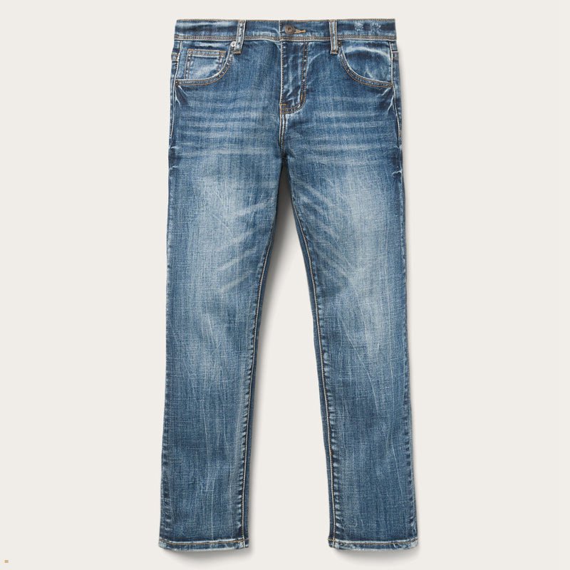 Blue Stetson Ankle-Length Boyfriend Fit Women's Jeans | UK 13YTDQMSK