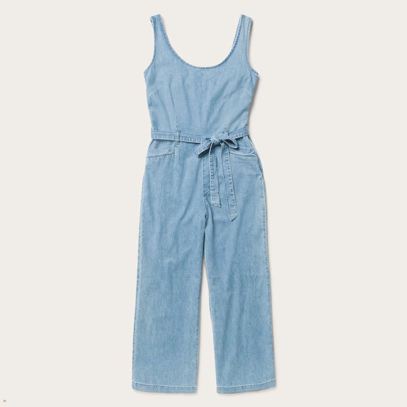 Blue Stetson Lightweight Denim Jumper Women's Dresses | UK 80CTUKEHJ