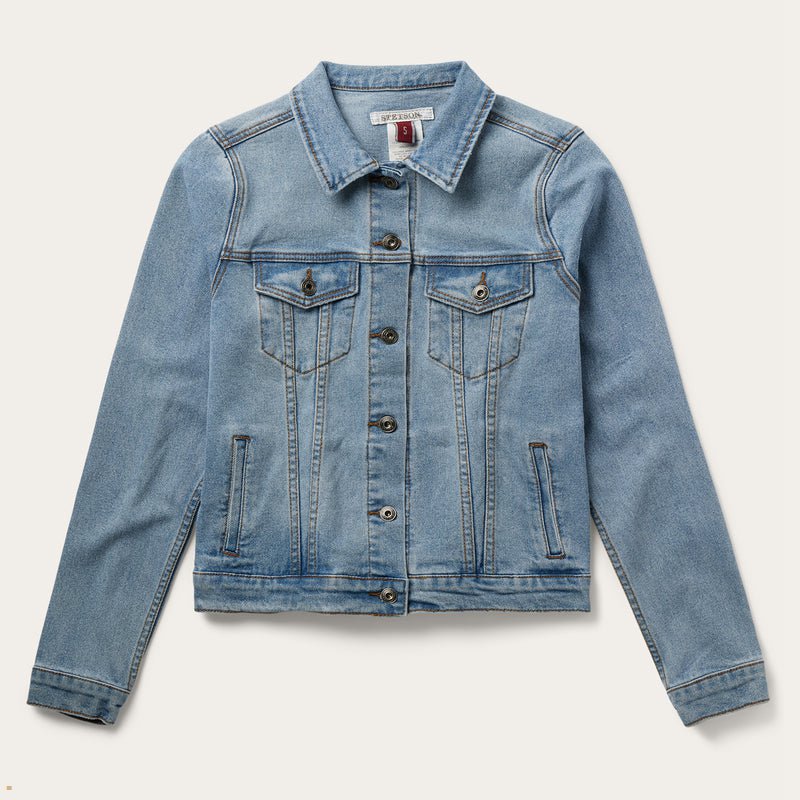 Blue Stetson Stretch Denim Women's Jackets | UK 17LVGZEIU