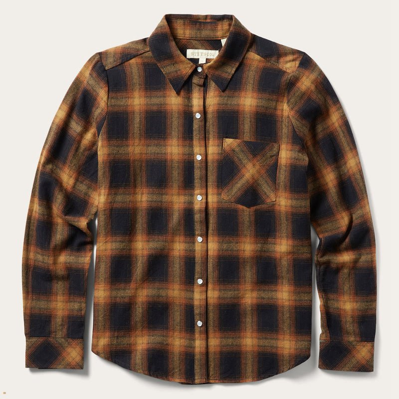 Brown Stetson Classic Western Flannel Women's Shirts | UK 25ZYTGNXA