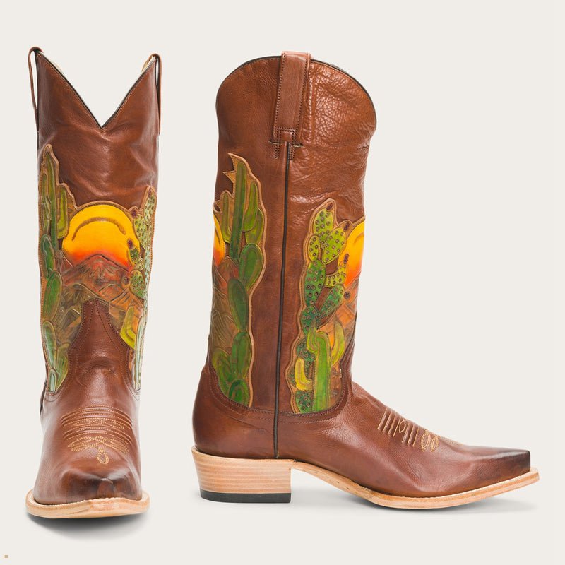 Brown Stetson Goldie Women's Boots | UK 72NQXAPZL