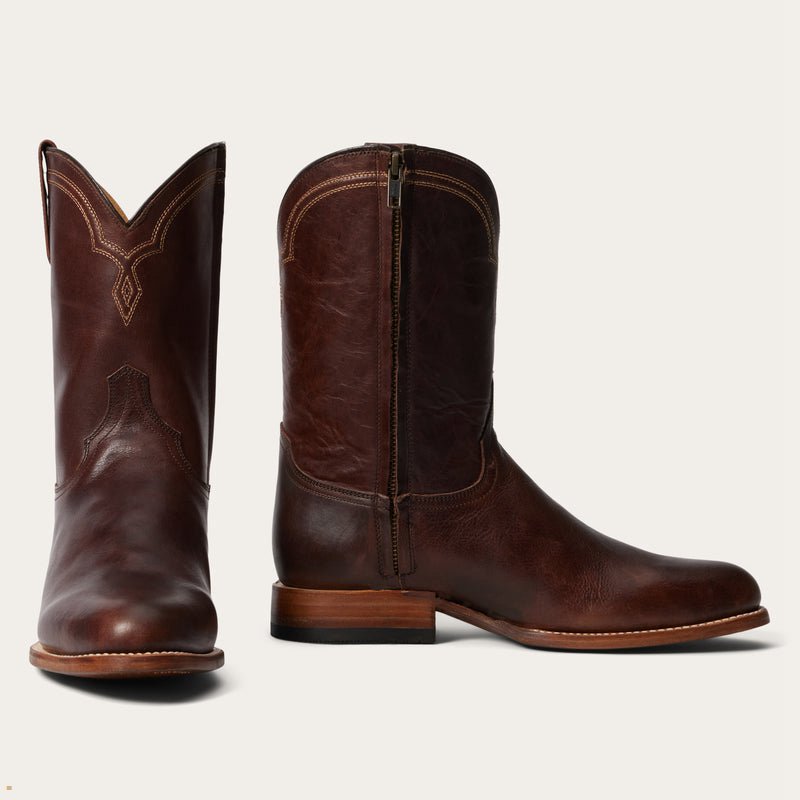 Brown Stetson Rancher Zip Men's Boots | UK 53IELFYVK