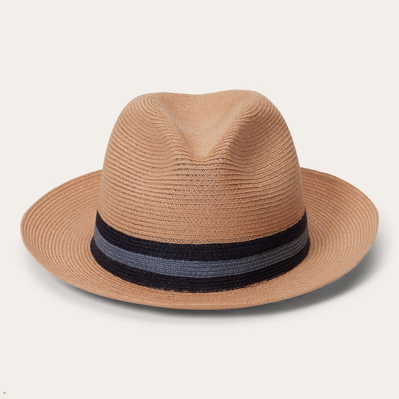 Brown Stetson Triad Straw Men's Fedoras | UK 36UJSCRQA