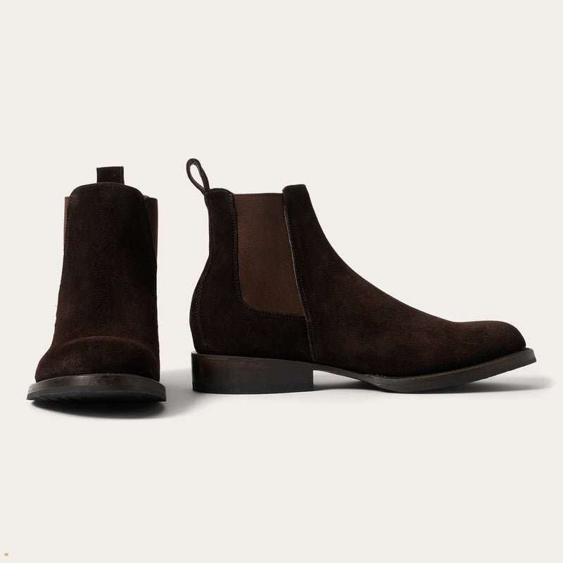 Dark Brown Stetson Suede Beat Men's Chelsea Boots | UK 39NOTKLJP