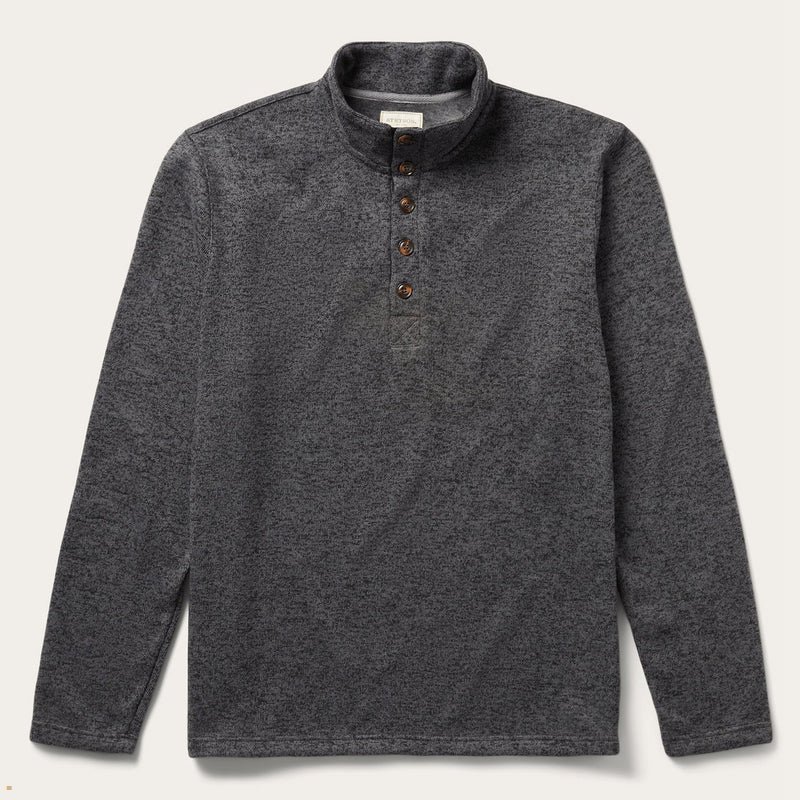 Grey Stetson Button-Front Pullover Knit Men's Sweater | UK 59YMAVLHW