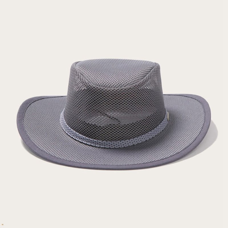 Grey Stetson Grand Canyon Mesh Safari Men's Outdoor Hats | UK 67QXKYRJE