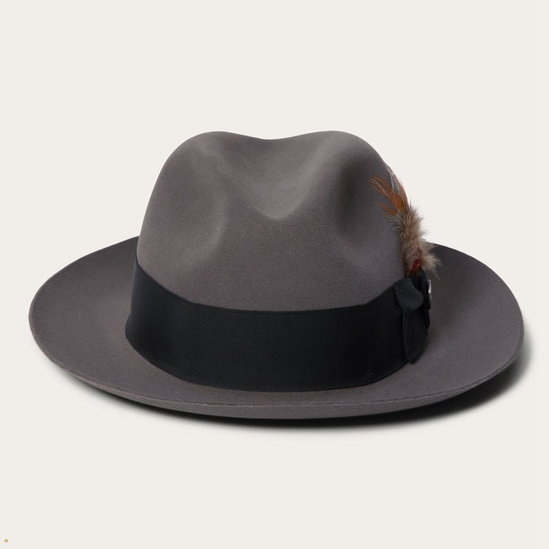 Grey Stetson Temple Men's Fedoras | UK 86DWNTLGB