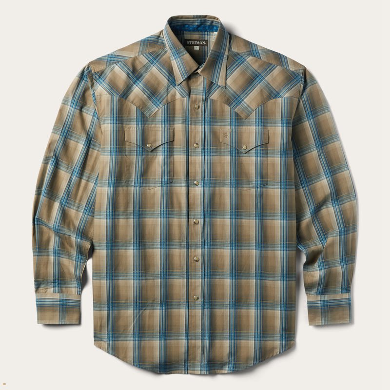 Multicolor Stetson Plaid Men's Shirts | UK 15QGBJUXS