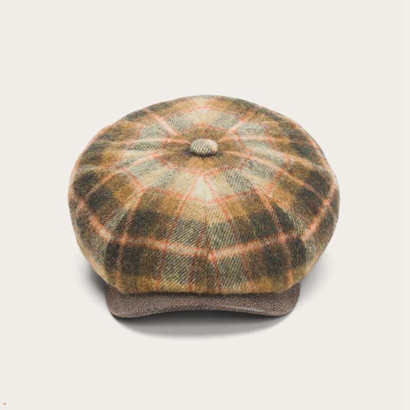 Multicolor Stetson Wool Check Hatteras Men's Caps | UK 76QHVTMWG