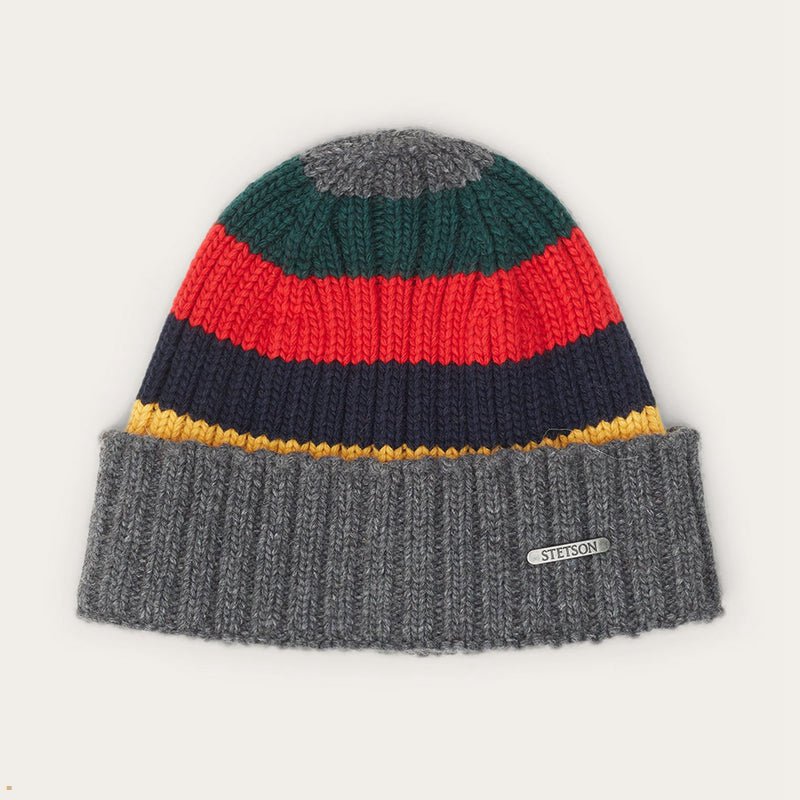 Multicolor Stetson Wool Men's Beanie | UK 80COBPGYA