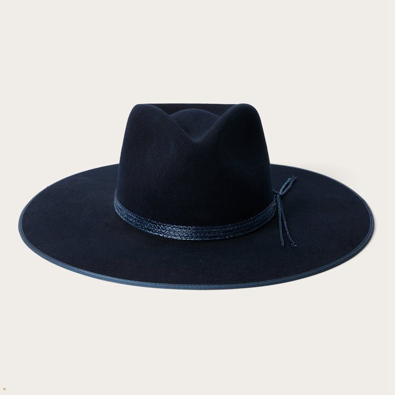 Navy Stetson Hardrock Women's Fedoras | UK 95YCEMGXU