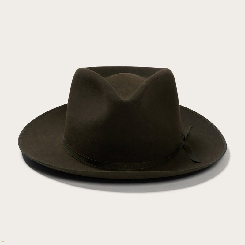 Olive Stetson Stratoliner Men's Fedoras | UK 16JGTXEVU