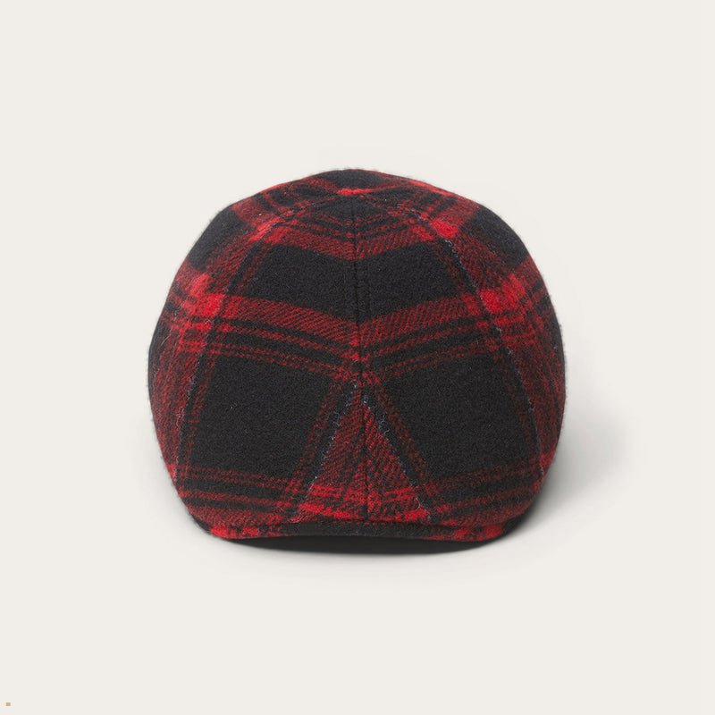 Red Black Stetson Texas Virgin Wool Check Women's Caps | UK 36QYEKINO