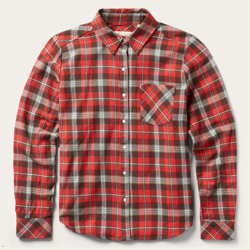 Red Stetson Classic Western Flannel Women's Shirts | UK 48JXDLAFZ