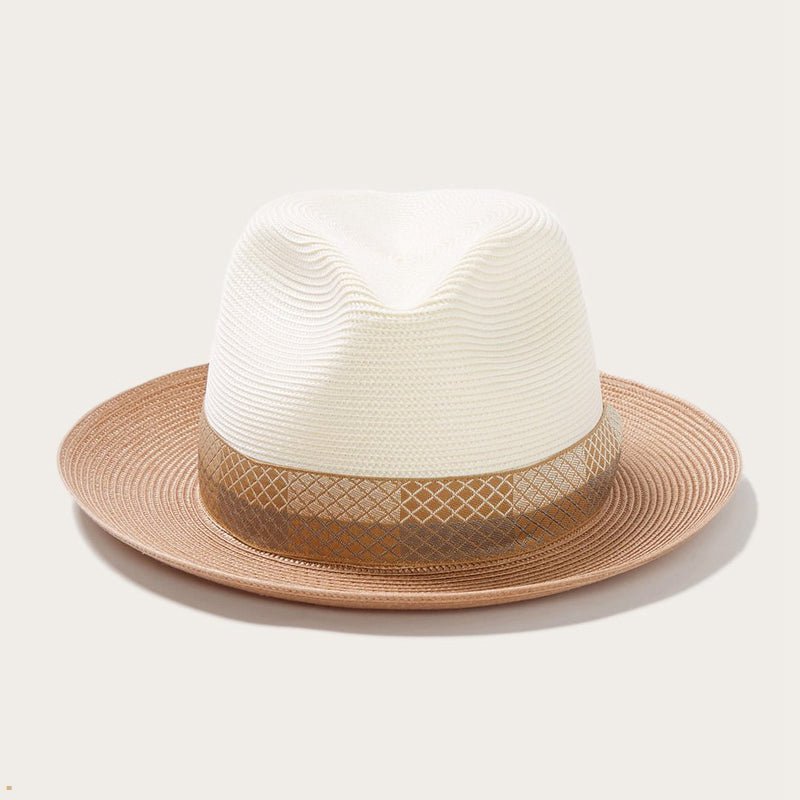 White Brown Stetson Andover Milan Men's Fedoras | UK 47GWOPFNK